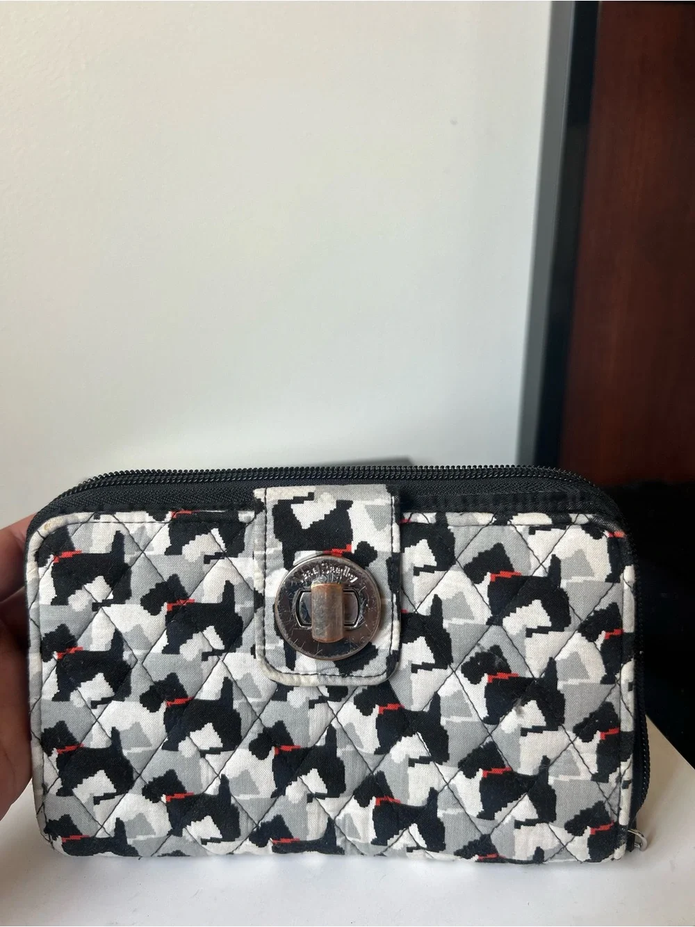 Vera Bradley Quilted Black, White & Red Patterned Phone Wallet Case